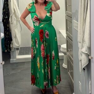Alice + Olivia Halia Pleated Midi Dress Sz 12 EUC
